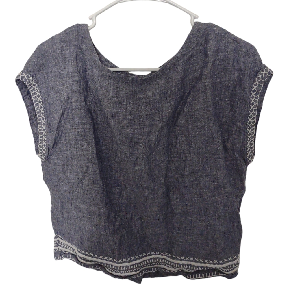 Sigrid Olsen 100 Percent Linen Blouse button details XS Lightweight Classic